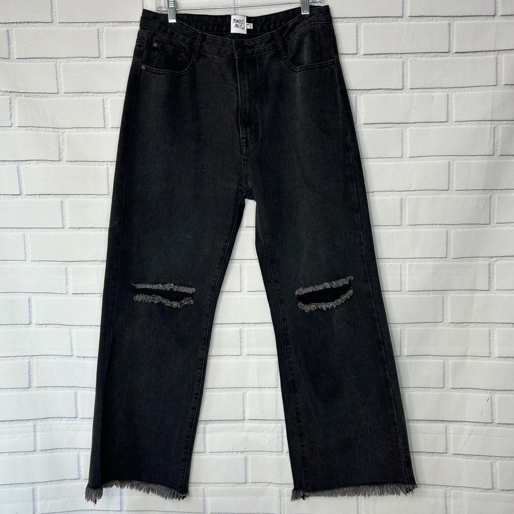 Princess Polly Cece Hammer Wide Leg Knee Rip Jeans size 10
